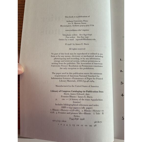 1998 Frontier Illinois By James E. Davis(History of Trans-Appalachian Frontier) - Picture 4 of 6